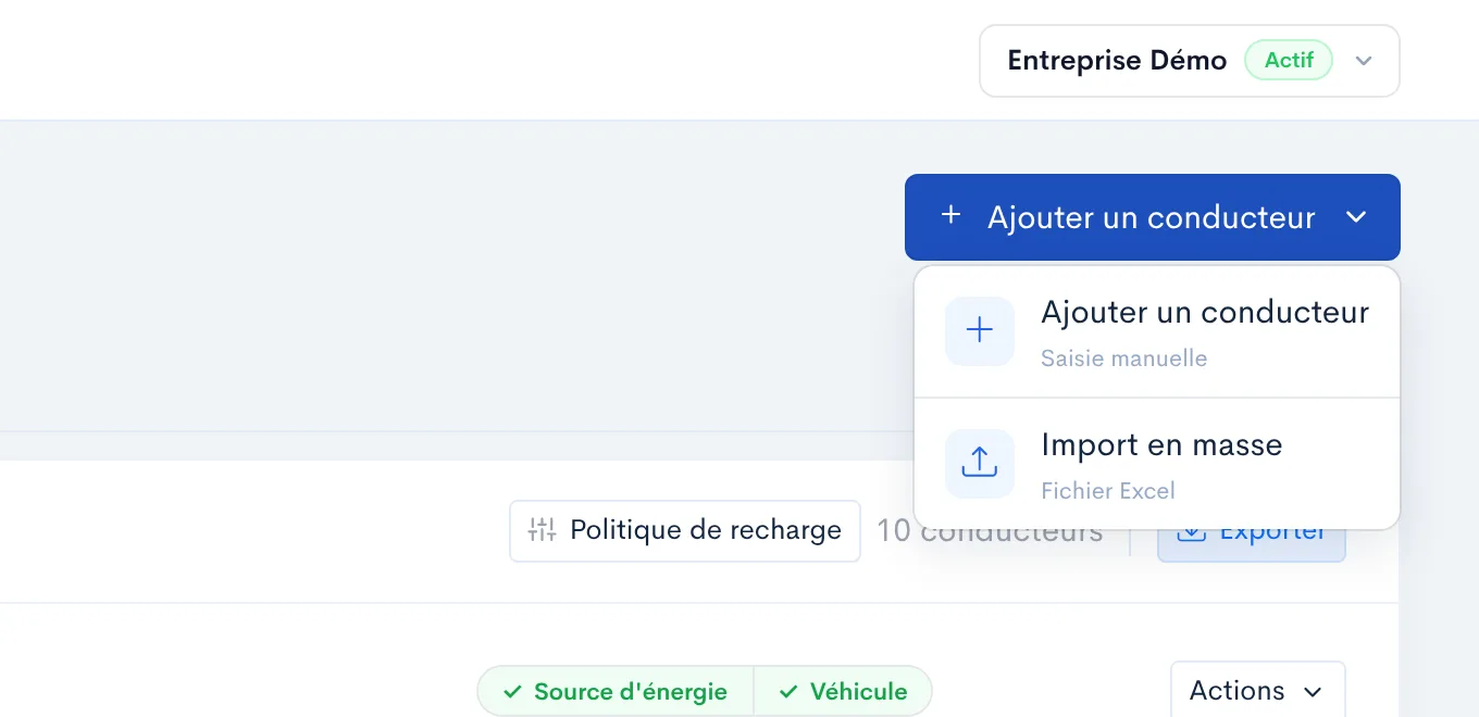Menu Ajouter un conducteur
